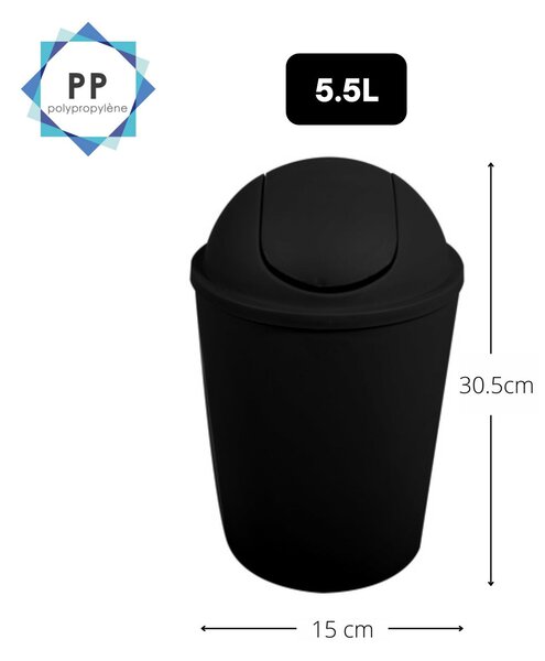 MSV výklopný koš AKO, černý, plast, 5,5 L