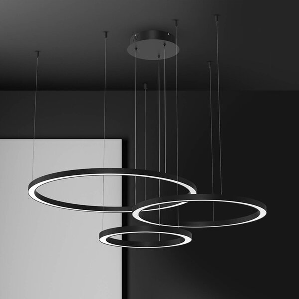 Eko-Light Závěsné světlo LED Galaxia, plast, černé, 3 žárovky, 85 W, Černá, Obývací pokoj / jídelna, Plast, Moderní