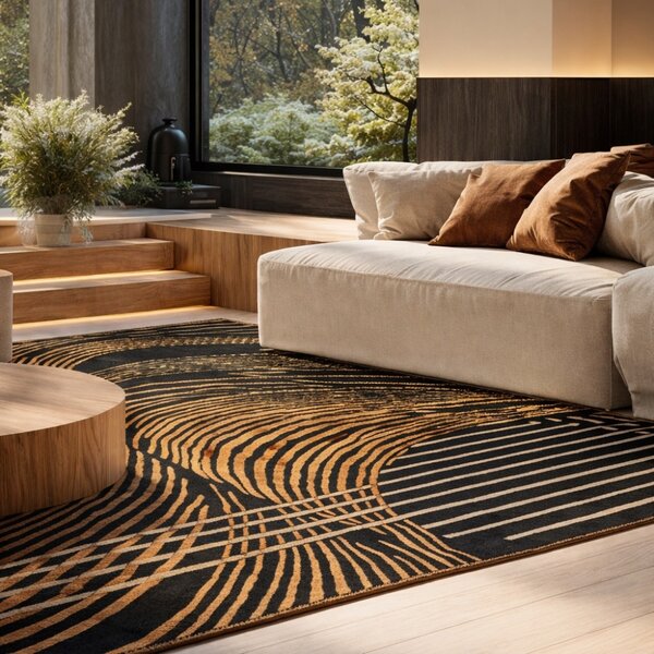 Fargotex Černo-zlatý koberec Wind 160 x 230 cm