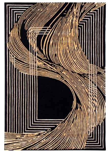 Fargotex Černo-zlatý koberec Wind 160 x 230 cm