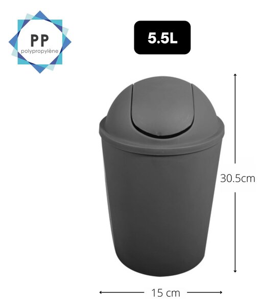 MSV výklopný koš AKO, šedý, plast, 5,5 L