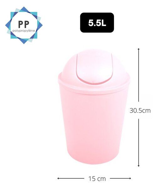 MSV výklopný koš AKO, pastelově růžový, plast, 5,5 L