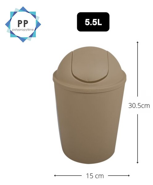 MSV výklopný koš AKO, šedohnědý, plast, 5,5 L
