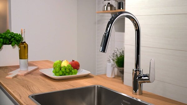 Hansgrohe Focus M41 kuchyňská páková baterie 240, vytahovatelná sprška, 2jet, chrom 31815000