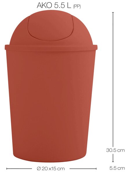 MSV výklopný koš AKO, terakota, plast, 5,5 L