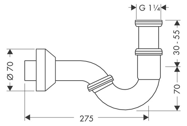Hansgrohe Trubkový sifon standardní model pro bidet, chrom 55237000