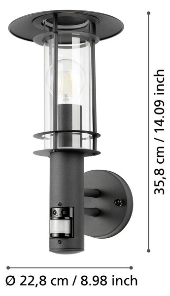 VENKOVNÍ NÁSTĚNNÉ SVÍTIDLO, 25,8/32,8 cm Eglo - Venkovní nástěnná světla