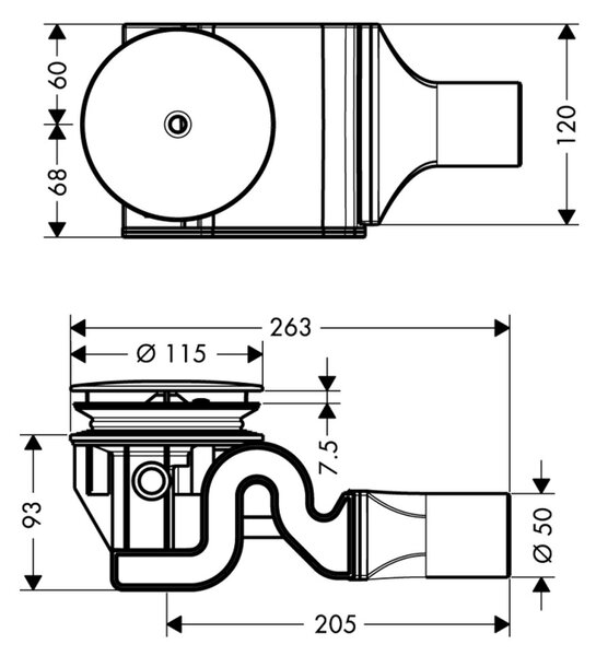 Hansgrohe Raindrain Úplná sada odtokové soupravy 90 XXL, chrom 60067000
