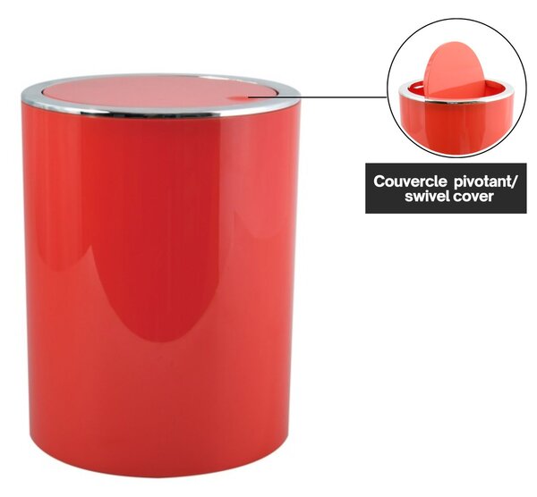 MSV výklopný odpadkový koš KAMAKA, červený, plast, 6 L