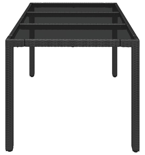 Zahradní stůl se skleněnou deskou černý 150x90x75 cm polyratan 319899
