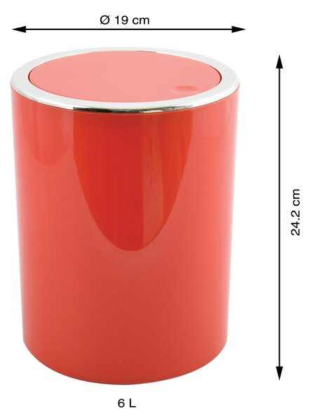 MSV výklopný odpadkový koš KAMAKA, červený, plast, 6 L