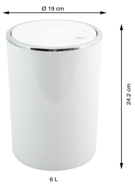MSV výklopný odpadkový koš KAMAKA, bílý, plast, 6 L