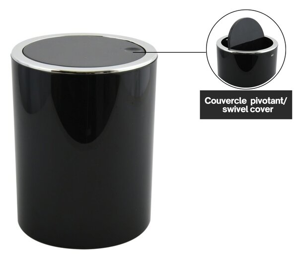 MSV výklopný odpadkový koš KAMAKA, černý, plast, 6 L