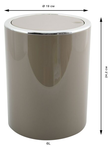 MSV výklopný odpadkový koš KAMAKA, šedohnědý, plast, 6 L