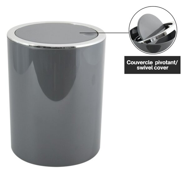 MSV výklopný odpadkový koš KAMAKA, šedý, plast, 6 L