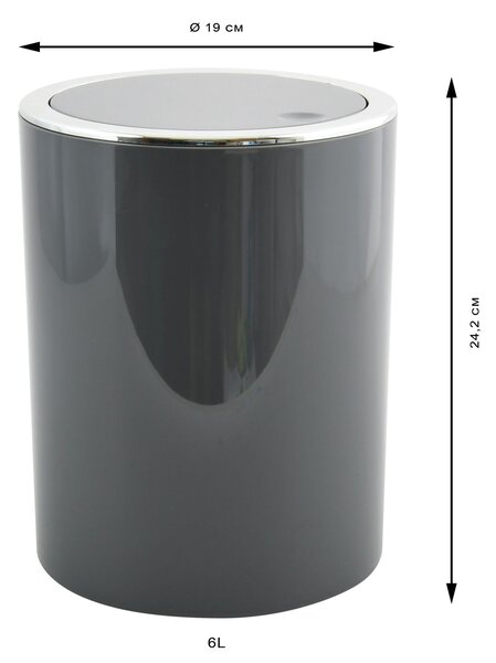 MSV výklopný odpadkový koš KAMAKA, šedý, plast, 6 L
