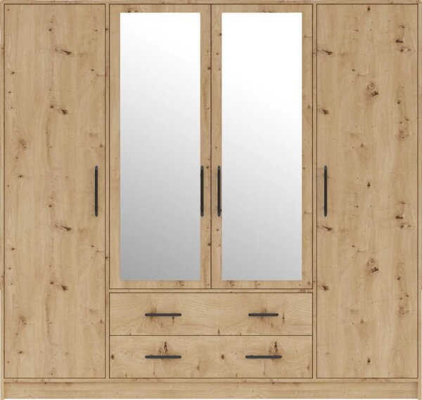 Šatní skříň Smart 200 cm, artisan, zrcadlo