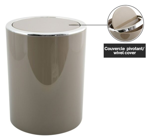 MSV výklopný odpadkový koš KAMAKA, šedohnědý, plast, 6 L