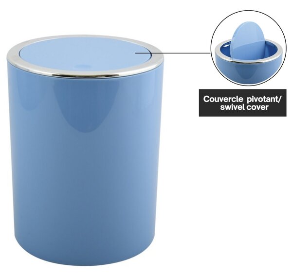 MSV výklopný odpadkový koš KAMAKA, pastelově modrý, plast, 6 L