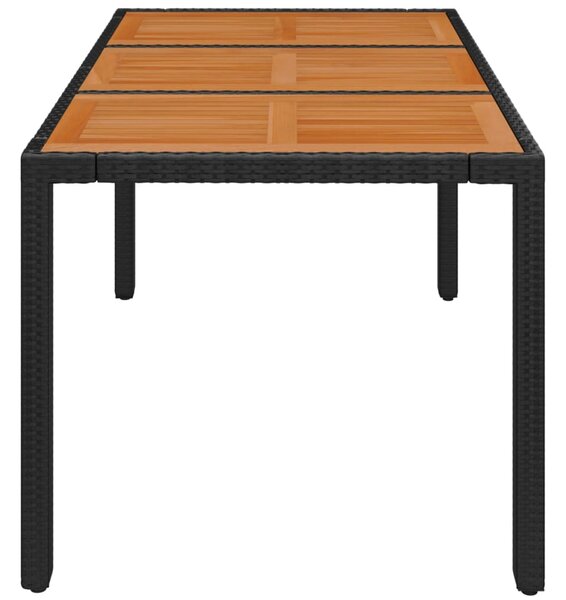 Zahradní stůl s dřevěnou deskou černý 150x90x75 cm polyratan 319901