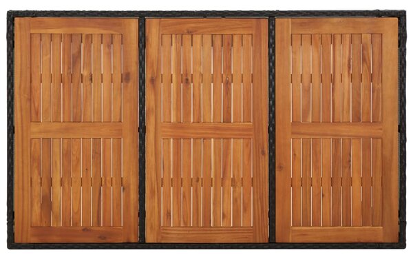 Zahradní stůl s dřevěnou deskou černý 150x90x75 cm polyratan 319901