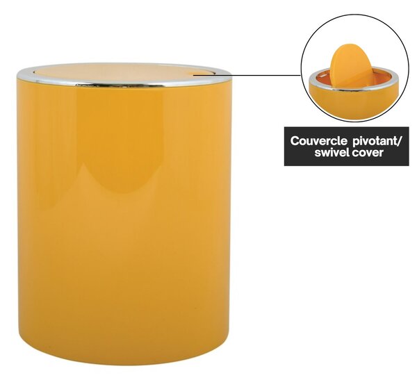 MSV výklopný odpadkový koš KAMAKA, žlutý, plast, 6 L