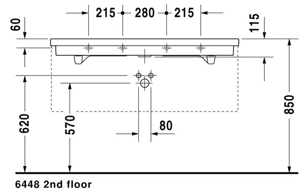 Duravit 2nd floor - Umyvadlo do nábytku 1200x505 mm, s přepadem, bílá 0491120000