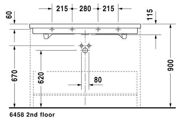 Duravit 2nd floor - Umyvadlo do nábytku 1200x505 mm, s přepadem, bílá 0491120000