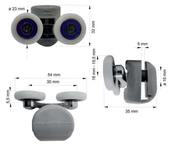 Mereo Mereo, Horní pojezdy pro sprchové boxy CK351xxKB/M, CK341xxKB/M, sada 4 ks, CKND182K