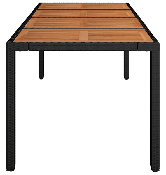 Zahradní stůl s dřevěnou deskou černý 190x90x75 cm polyratan 319905