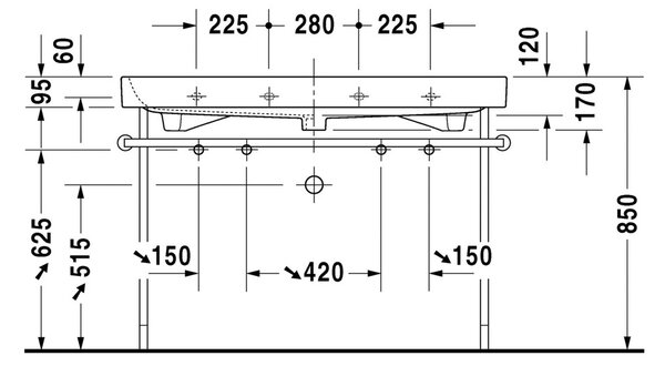 Duravit Happy D.2 - Umyvadlo do nábytku 1200x505 mm, s přepadem, bílá 2318120024