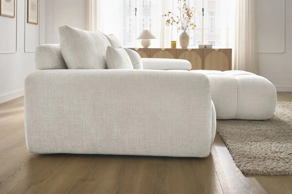 Bobochic Paris Bílá rohová pohovka Ivane 263 cm, pravá