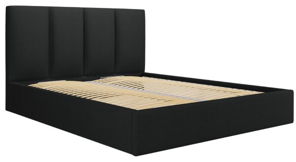 Černá látková dvoulůžková postel MICADONI Pyla 160 x 200 cm