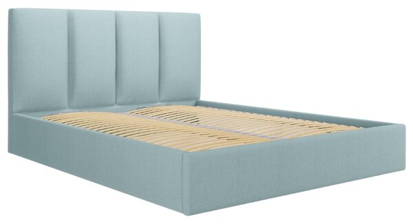 Světle modrá látková dvoulůžková postel MICADONI Pyla 140 x 200 cm