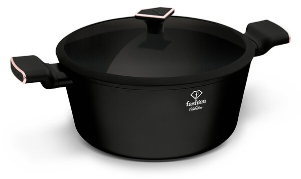 Kastrol s titanovým povrchem a poklicí 30 cm Matte Black Rose Gold Collection