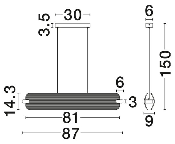 Nova Luce Skleněné závěsné LED světlo Emery 87 cm