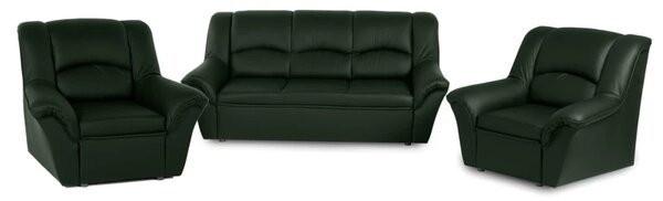 Kožená sedací souprava DUBAJ LUX 3+1+1, tm. zelená (K-32)