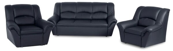 Kožená sedací souprava DUBAJ LUX 3+1+1, tm. modrá (K-58)