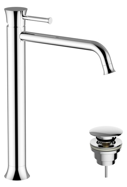 Teorema Scaccomatto - Umyvadlová baterie stojánková s Push-Open zátkou, pro volně stojící umyvadla, výška 235 mm, chrom 8Y375