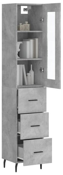 Skříň highboard betonově šedá 34,5x34x180 cm kompozitní dřevo 3199253