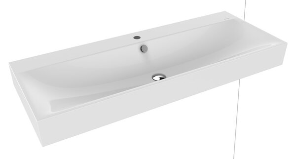 Kaldewei Silenio - Umyvadlo na zeď 1200x460 mm, 1 otvor pro baterii, s přepadem, Perl-effekt, alpská bílá 904506013001
