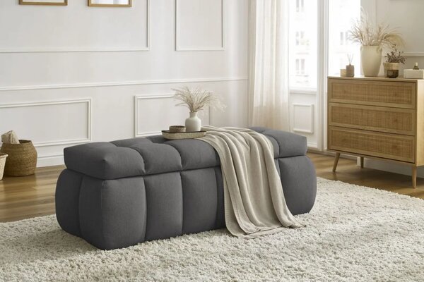 Bobochic Paris Tmavě šedá lavice Mont-Blanc 144 cm s úložným prostorem