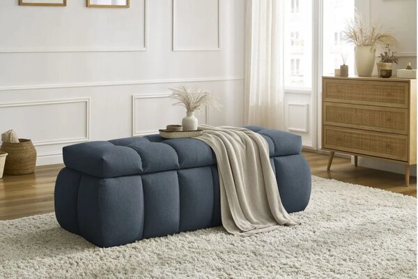 Bobochic Paris Tmavě modrá lavice Mont-Blanc 144 cm s úložným prostorem