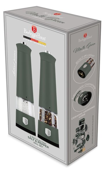 Mlýnek na pepř a sůl elektrický sada 2 ks Matte Green Collection