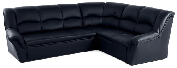 Kožená rohová sedací souprava DUBAJ LUX XL, tm. modrá (K-58)