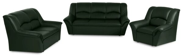 Kožená sedací souprava DUBAJ LUX 3+2+1, tm. zelená (K-32)