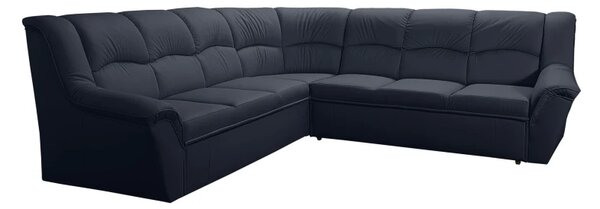 Kožená rohová sedací souprava Dubaj LUX XXL, tm. modrá (K-58)