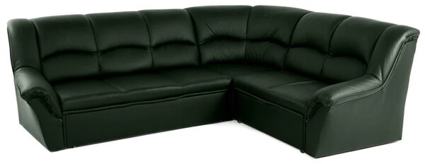 Kožená rohová sedací souprava DUBAJ LUX XL, tm. zelená (K-32)