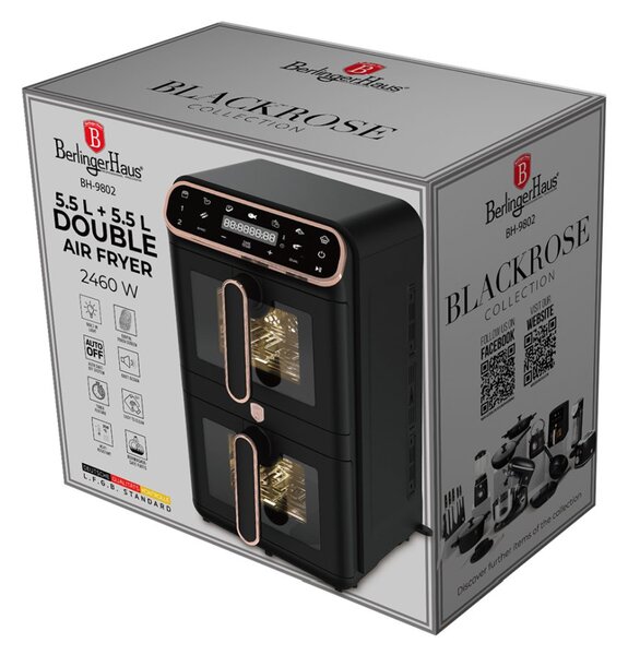 Horkovzdušná fritéza digitální dvojitá 5,5+5,5 L Black Rose Collection