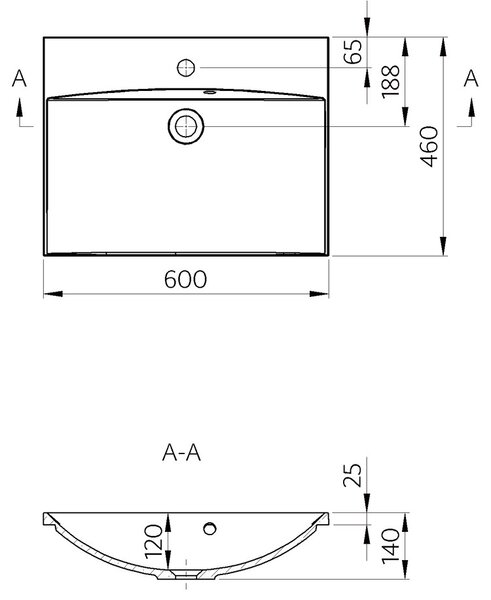 Vima 303.11 - Umyvadlo se skříňkou 600x460 mm, bílá lesklá